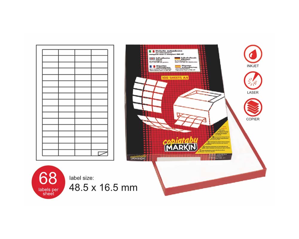Ετικέτες Αυτοκόλλητες Εκτυπωτών Inkjet & Laser, Markin C562, 48.5mm X 16.5mm, 4000τεμ
