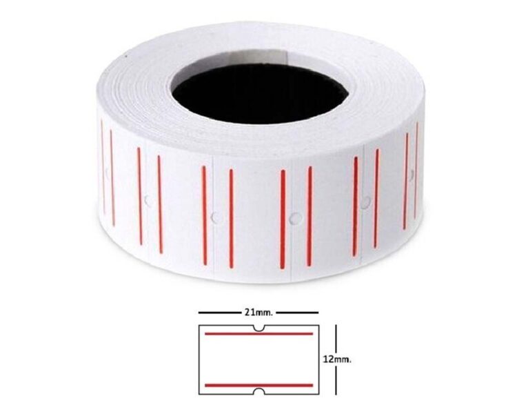 Ετικέτες Αυτοκόλλητες με Κόκκινες Ρίγες 21mm X 12mm 1000τεμ σε Ρολό - Image 1