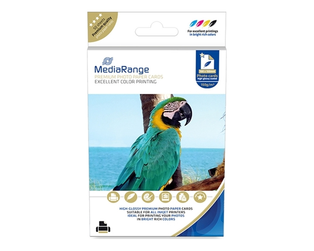 Φωτογραφικό Χαρτί MediaRange, High Glossy Coated, A6 (10x15cm), 150gr, 50 Φύλλα