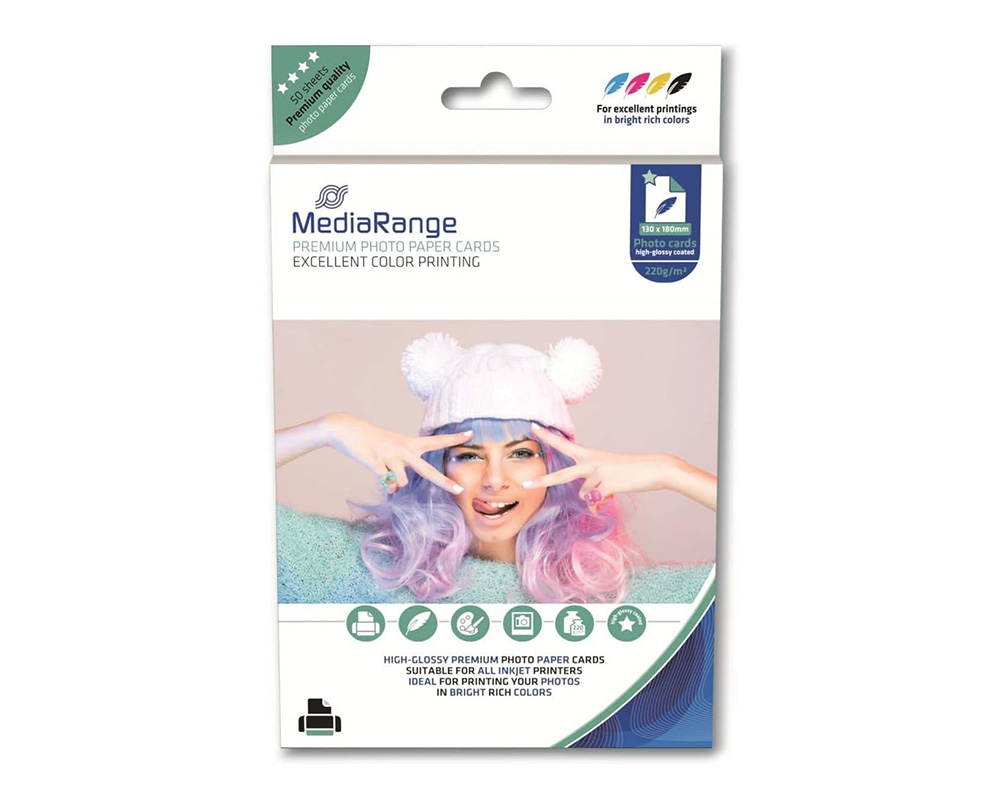Φωτογραφικό Χαρτί MediaRange, High Glossy Coated,13x18cm, 220gr, 50 Φύλλα
