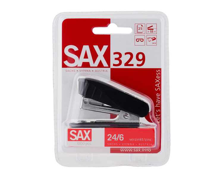 Συρραπτικό Χειρός Μίνι, SAX 329, No 24/6, έως 25 φύλλα, Μαύρο - Image 1