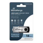USB Flash Drive, MediaRange, 16GB, USB 2.0, Μαύρο